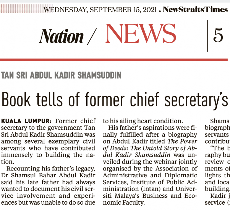 Book Tells of Former Chief Secretary’s Immense Contribution to Nation Building