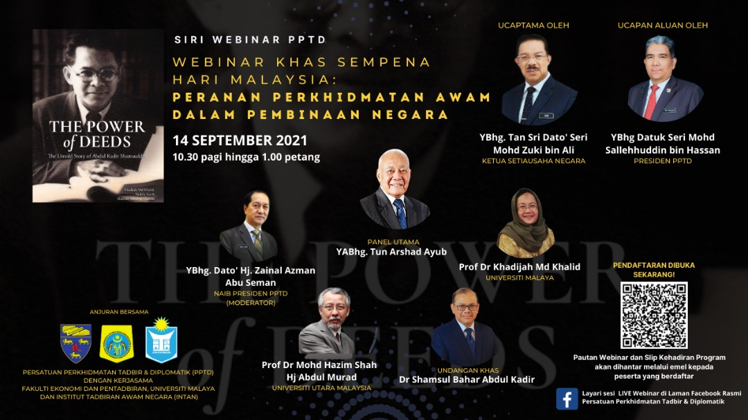 PROGRAM WEBINAR SEMPENA HARI MALAYSIA: PERANAN PERKHIDMATAN AWAM DALAM PEMBINAAN NEGARA